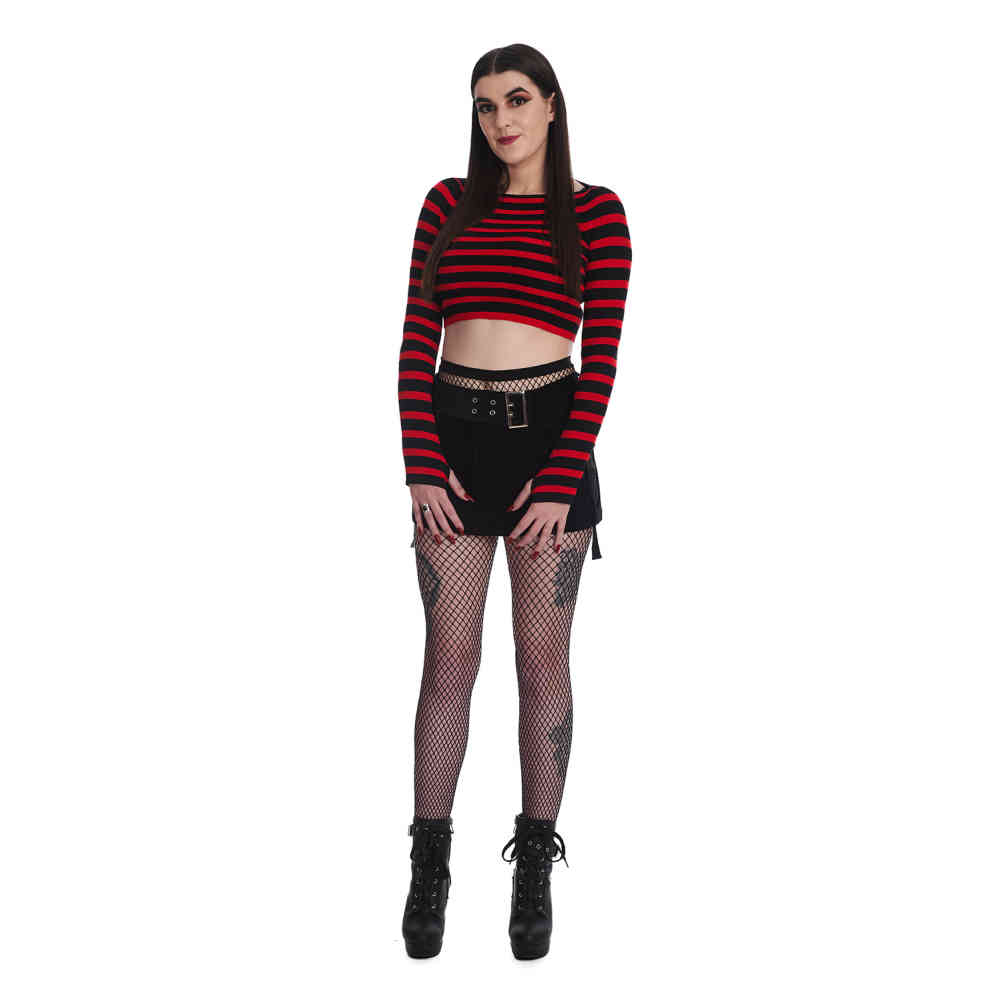 Banned - Frances Striped Gebreide trui - Rood/Zwart